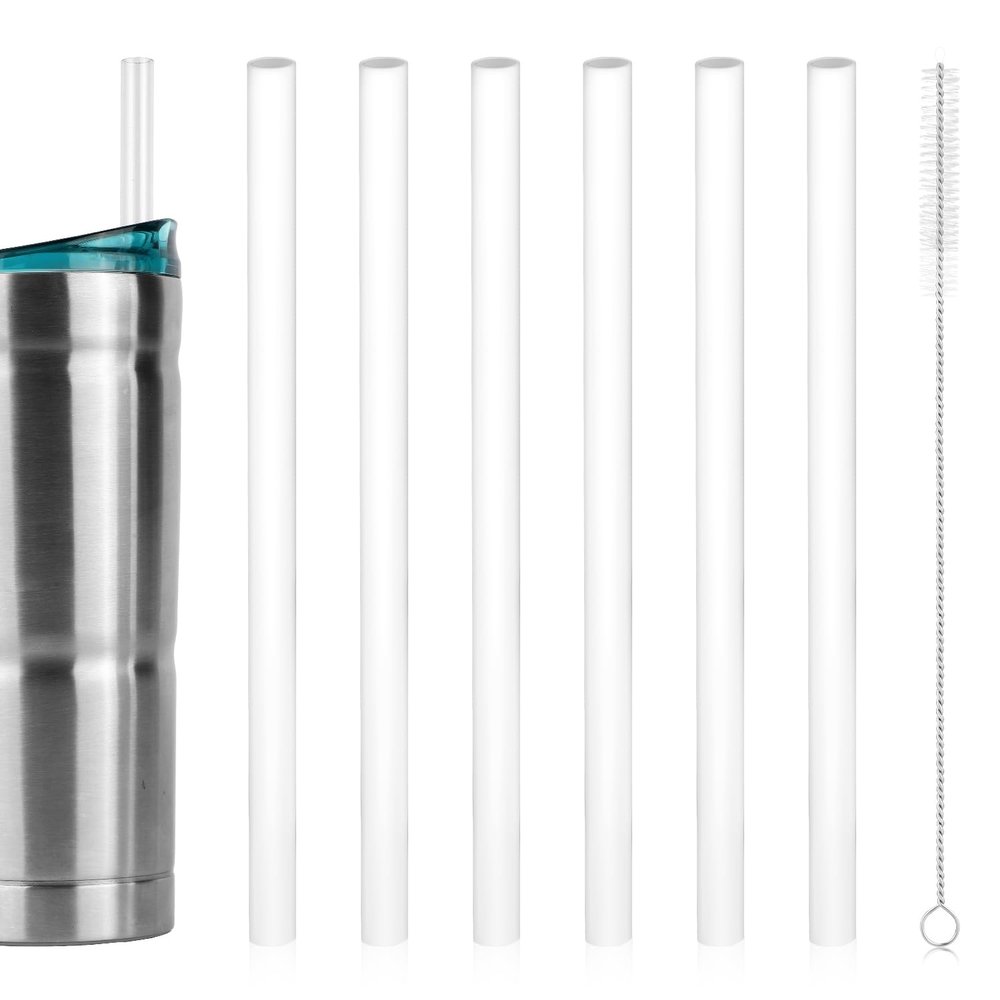 6pcs Reusable Plastic Straws for Bubba 24oz Tumblers, with Stainless Steel Cleaning Brush, Transparent Water Bottle Straws Accessories for Bubba 24oz Envy S Cup (BPA Free)