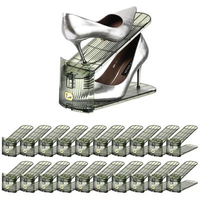 beehomay Shoe Slots Organizer,Adjustable Shoe Rack with Three Levels,Shoe stackers for a Pair of Shoes (Green Clear, 20 Pack)