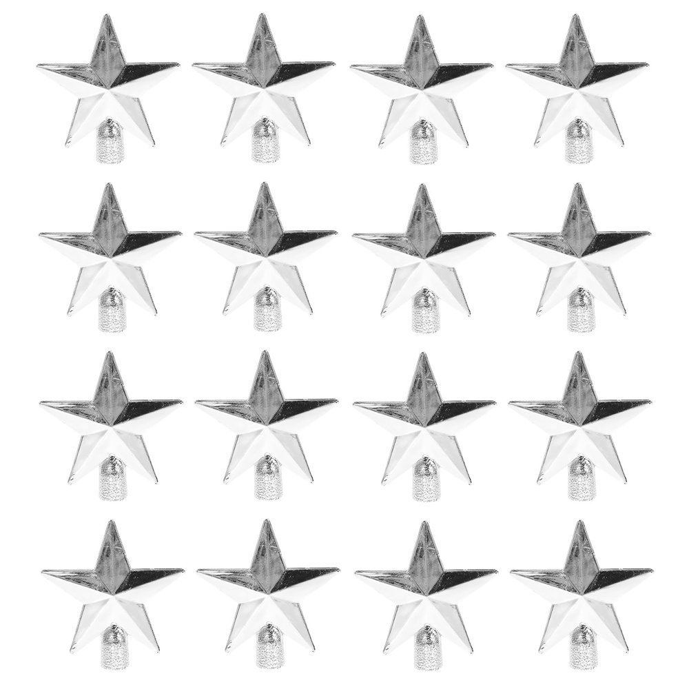 Happyyami 20Pcs Mini Christmas Star Tree Toppers, 2.36 Inch Silver Plastic Xmas Tree Decorations for Desktop Trees, Easy to Install, Festive Holiday Decor