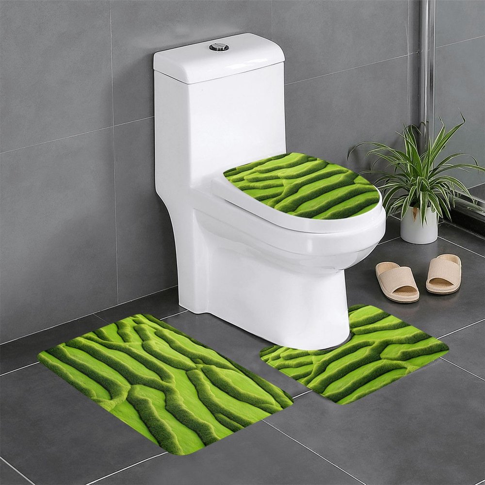 Bathroom Rugs Sets 3 Piece, Soft Absorbent Bath Rug, Anti -Slip Bath Carpet, Toilet Cover Mat, U-Shaped and Floor Mats, Bath Mat Set for Bathroom, Machine Washable