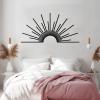 Metal Sun Wall Decor, Sun Metal Wall Decor, Abstract Art Sunrise, Large Metal Sun Outdoor Wall Art, Beach Decor, Sunrise Metal Wall Art, Sunburst Wall Decor, Living Room Wall Art (Silver, 30"x15" | 76x38cm) view 2