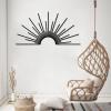 Metal Sun Wall Decor, Sun Metal Wall Decor, Abstract Art Sunrise, Large Metal Sun Outdoor Wall Art, Beach Decor, Sunrise Metal Wall Art, Sunburst Wall Decor, Living Room Wall Art (Silver, 30"x15" | 76x38cm) view 3