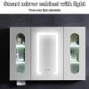 Bathroom Medicine Cabinet with LED Mirror Light Vanity, Modern Wall Mounted Bathroom Storage Cabinet, Bathroom Mirror Cabinet with Anti-Fog Defog, for Bathroom Kitchen(88*70*13cm/34.7*27.6*5.1in) view 2