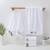 Pidada Hand Towels Set of 2 Embroidered Floral Pattern 100% Cotton Absorbent Soft Decorative Towel for Bathroom (White Pattern 1) view 3