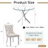 5 Piece Dining Table Set, Modern Round Glass Kitchen & Dining Room Table Set for 4, 36" Circle Glass Dining Table with 4 Beige Velvet Upholstered Dining Chairs Set for Apartment Small Space,Silver view 3