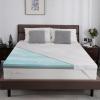 3 Inch Full Size Firm Mattress Topper with Ice Silk Cover, Premium Cooling Gel+Bamboo High Density Memory Foam Mattress Topper, CertiPUR-US Bed Topper for Pain Relief, 74"x54" view 1