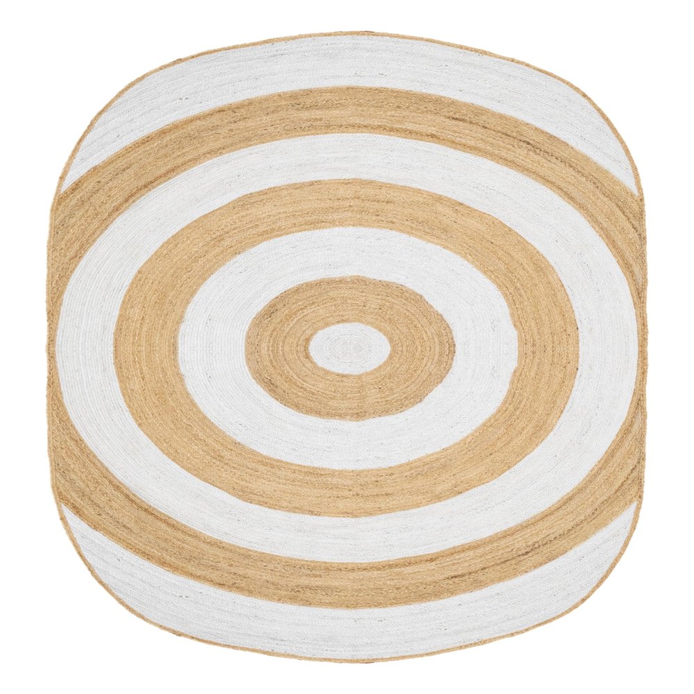 4x15 Oval Kilim Jute Runner  Oval Handmade Boho Rug, Flatweave Natural Jute, Solid White Beige 0.27" Thick Runner for Corridor, Entryway, Staircase, Hallway