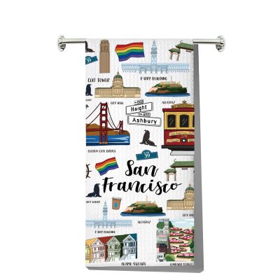 LEVLO San Francisco Kitchen Towel San Francisco Souvenirs Gifts San Francisco Tea Towel San Francisco Housewarming Gift (San Francisco Towel)