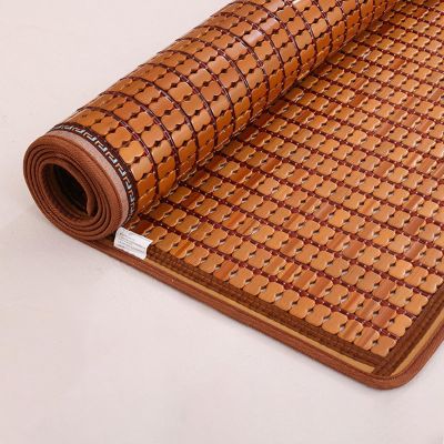 Bamboo Bed Mat, Summer Bamboo Sleeping Mat, Cooling Pad for Bed, Foldable Summer Bed Mat Cool Sleeping Mattress Cooling Bed for Home School Dormitory(Light Coffee Color,70.8 * 78.7 in)