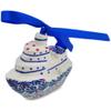 Polmedia Polish Pottery Boat Ornament UNIKAT - Currant Wreath Pattern Handmade in Boleslawiec Poland + Certificate of Authenticity view 1