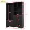 Guxeei 4-in-1 Hall Tree with Bench and Shoe Storage, Modern Multi-functional Entryway Bench with Coat Rack, Storage Shelves, Cabinets, 3 Hooks for Entryway, Hallway (Black) view 3