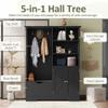 Guxeei 4-in-1 Hall Tree with Bench and Shoe Storage, Modern Multi-functional Entryway Bench with Coat Rack, Storage Shelves, Cabinets, 3 Hooks for Entryway, Hallway (Black) view 4