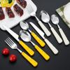 Unique Silverware Set for 12 With Cheese Pattern Handle Premium 18/10 (304) Stainless Steel Tableware Cutlery 48-Piece Knifes Forks Spoons Eating for Home Kitchen Hotel Restaurant White view 2