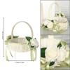 Wedding Flower Girl Basket, Hand Woven Wedding Flower Basket with Cute Pearl Romantic Elegant Flower Basket for Anniversary Wedding Banquet Party Supplies (5800) view 2