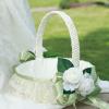 Wedding Flower Girl Basket, Hand Woven Wedding Flower Basket with Cute Pearl Romantic Elegant Flower Basket for Anniversary Wedding Banquet Party Supplies (5800) view 4