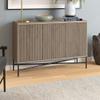 Henn&Hart 48" Fluted Sideboard Buffet Cabinet, Modern Ribbed Credenza with 3 Doors, Adjustable Shelves, and Cable Management Cut-Outs for Dining Room, Kitchen, Living Room or Entryway, Weathered Gray view 2