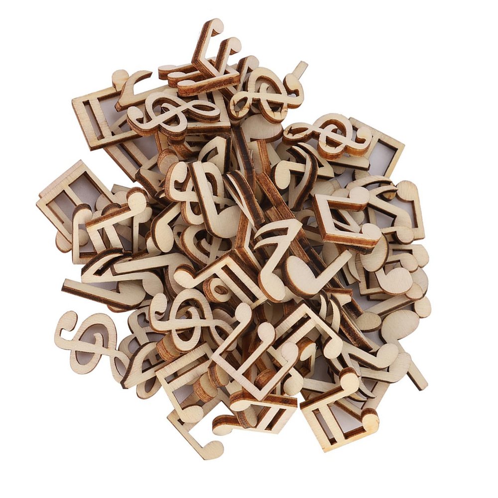 100Pcs Music Note Mixed Decorative Note Embellishments. These are for Concert, Christmas Party, or Home Decorations. (Wooden Musical Notes)