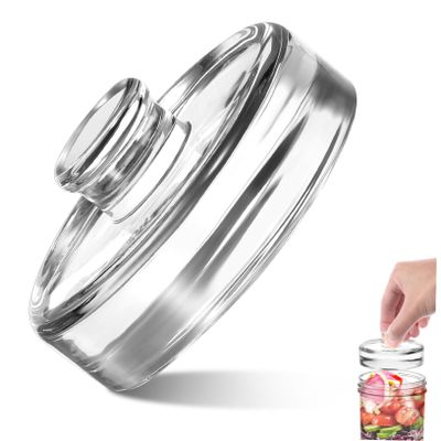 BEBEMOKO Glass Fermenting Weight with Handle for Jars Heavy Duty Glass Lid for Safe and Convenient Fermentation for Pickling and Canning