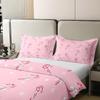 100% Cotton Christmas Candy Duvet Cover,White Bowknots Ribbon Bow-tie Starry Princess Bedding Set for Kids Adults,Winter Snowflake Xmas Gifts Pink Comforter Cover(No Filler),King Size view 4