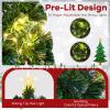 Goplus 6ft Pre-Lit Fiber Optic Christmas Tree, Artificial Lighted Xmas Tree with 36 Warm-White Shape-Adjustable Star String Lights, Top Star, 230 Branch Tips, Metal Stand, Office Home Decoration view 3