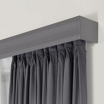 UrbanUp Curtain Track Wall Mount Curtain Box Double Track, Built-in Hidden Curtain Sliding Rail System for Living Room, Blackout Metal Curtain Cover Bracket(Gray,4.0m(13.1ft))