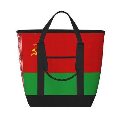 YQxwJL Flag Of Belarus Print Large Cooler Bag Tote Bag,Reusable Grocery Bag,Lunch Box Bag, For Picnic Beach Camping