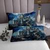 Manfei Cartoon Castle Quilt Set for Kids Teens,Dreamy Starry Sky Bedspread,Fairy Tale Theme Bed Cover Navy Blue Bedding Set Decorative Quilted Coverlet Set,King Size view 3