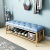 Entryway Shoe Bench with Pu Leather Seat,Premium Shoe Rack Bench Shoe Organizer Golden Shoe Shelf,Modern Entryway Bench Shoe e Bench-Blue 80x35x45cm(31x14x18inch) view 1