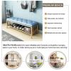 Entryway Shoe Bench with Pu Leather Seat,Premium Shoe Rack Bench Shoe Organizer Golden Shoe Shelf,Modern Entryway Bench Shoe e Bench-Blue 80x35x45cm(31x14x18inch) view 2
