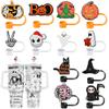 12PCS Halloween Straw Toppers for Stanley Cup, Cute Silicone Skull Ghost Straw Covers Cap Compatible with 30&40oz Tumbler with Handle,10mm 0.4in Dust-Proof Reusable Tips Lids for Halloween Gifts view 1