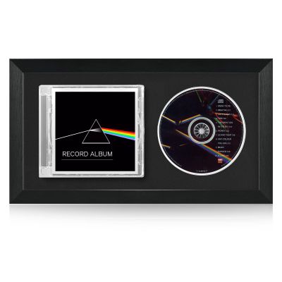 CD Display Frame for Jewel Case and Disc, Polystyrene, 7.7 x 14.4 in, Black