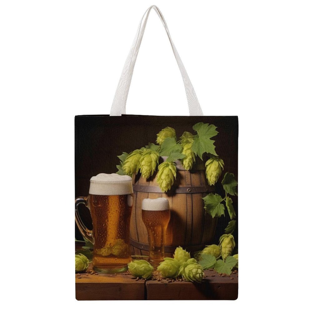 NQLYUT Tote Bag Laptop Handbag Beer And Hop Cones Grocery Bag Canvas Shoulder Bag Crossbody Bag for Travel