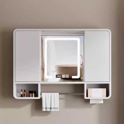AYHARYLH Mirrored Medicine Cabinets for Bathroom with LED Lights,Vanity Mirror Bathroom Storage Medicine Cabinet with Lights,Defog & Dimmable Bathroom Mirror with Storage, Recessed Medicine Cabinets