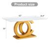 63'' Glass Dining Table, Modern Kitchen Table, Marble Dining Room Table with 0.4" Tempered Glass Tabletop, Gold MDF OC-Shaped Leg and Base, for Kitchen, Dining Room. view 2