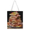 NQLYUT Tote Bag Laptop Handbag Ham Toast Grocery Bag Canvas Shoulder Bag Crossbody Bag for Travel view 1