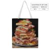 NQLYUT Tote Bag Laptop Handbag Ham Toast Grocery Bag Canvas Shoulder Bag Crossbody Bag for Travel view 2
