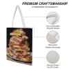 NQLYUT Tote Bag Laptop Handbag Ham Toast Grocery Bag Canvas Shoulder Bag Crossbody Bag for Travel view 3