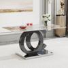 63'' Glass Dining Table, Modern Kitchen Table, Marble Dining Room Table with 0.4" Tempered Glass Tabletop, Black MDF OC-Shaped Leg and Metal Base, for Kitchen, Dining Room. view 1