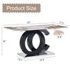 63'' Glass Dining Table, Modern Kitchen Table, Marble Dining Room Table with 0.4" Tempered Glass Tabletop, Black MDF OC-Shaped Leg and Metal Base, for Kitchen, Dining Room. view 2