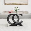 63'' Glass Dining Table, Modern Kitchen Table, Marble Dining Room Table with 0.4" Tempered Glass Tabletop, Black MDF OC-Shaped Leg and Metal Base, for Kitchen, Dining Room. view 4