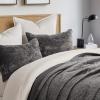 EVERGRACE Velvet Quilt Set Queen Size, Luxurious Soft Quilted Bedding Sets, Lightweight Velvet Comforter for All Season, Striped Channel Bedspread Coverlet with 2 Shams, Washed Black view 2