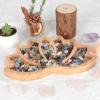Cokritsm Wooden Crystal Tray for Stones,Crystal Storage Holder Tray Lotus Shape Crystal Organizer Bowl for Crystals Stones Decorative Display Trays Aroma Oil Tray Organizer Display Your Crystals view 2