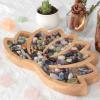 Cokritsm Wooden Crystal Tray for Stones,Crystal Storage Holder Tray Lotus Shape Crystal Organizer Bowl for Crystals Stones Decorative Display Trays Aroma Oil Tray Organizer Display Your Crystals view 4