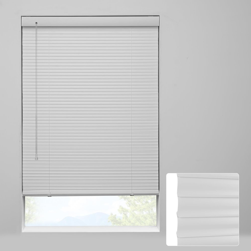 Boolegon Cordless Mini Blinds for Indoor Windows,Aluminum 1" S-Curve 100% Privacy,Waterproof,Room Darkening,Horizontal Window Blinds for Door,Kitchen,Bathroom,Bedroom, White, 48" W x 72" H