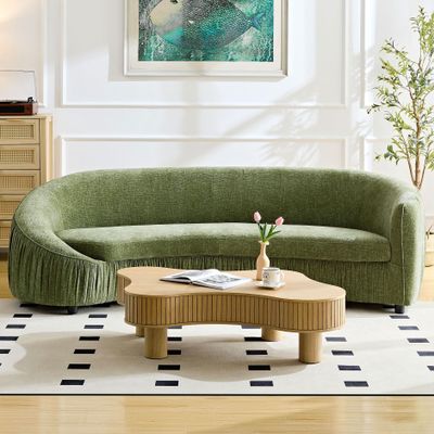 KEVINSPACE 92.12" Oversized Sofa Modular Cloud Sectional Sofa Couch Curved Sofa Comfy Deap Seat Sectional Couch Modern Luxury Sof for Living Room Furniture Set Apartment Green
