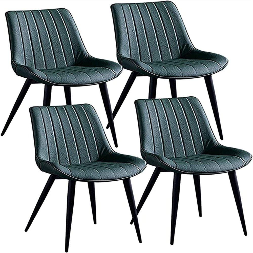 Modern Dining Room Chairs Upholstered Dinner Chair Dining Chairs Set of 4 Modern Design Dining Chair Counter Corner Kitchen Chairs Backrest Soft Faux Leather Seat with Solid Metal Legs(Green)