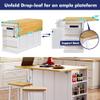 Kennkari Rolling Kitchen Island on Wheels with Drop Leaf, Wide Moblie Kitchen Island with Storage Cabinets and Power Outlet, Large Island Table with Towel Rack and Spice Rack view 4