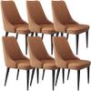 Modern Dining Room Chairs Upholstered Dinner Chair Kitchen Micro Fiber Leather Dining Chairs Set of 6 KitchenTable Side Chairs Study Lounge Chair Sturdy Carbon Steel Legs(Light Coffee,Black leg) view 1