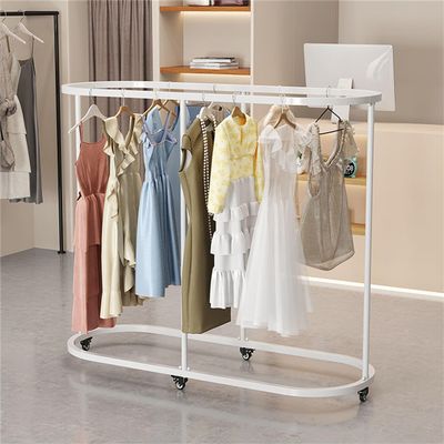 WSNCXFW White,130 * 140 * 50CM,Portable Round Clothing Rack,Commercial Clothing Hanging Rack,Spiral Rotating Clothing Rack,Heavy Duty Garment Rack with Wheel,Retail Spiral Dress Rack
