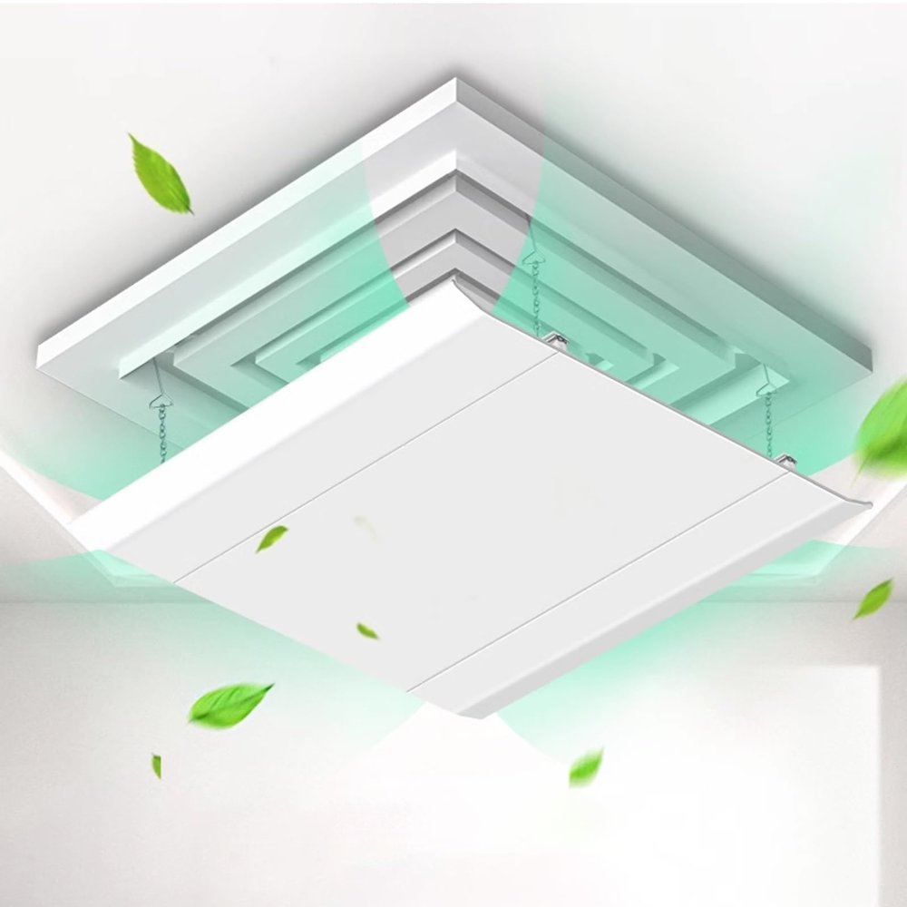 Air Conditioner Deflector, Square Height Adjustable Air Conditioning Vent Cover, Air Vent Deflector for Office Ceiling AC Vents, ABS, 30/45/60cm